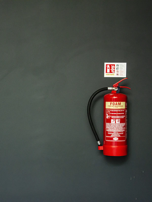 Extintor rojo montado en pared — venta, recarga y mantenimiento de extintores en Panamá
